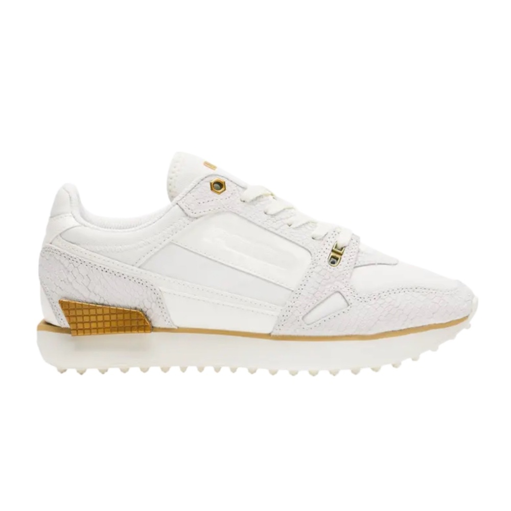 Puma Mile Rider Women's Sz 9.5 Metallic Gold White Snakeskin 375556-01 Sneaker
